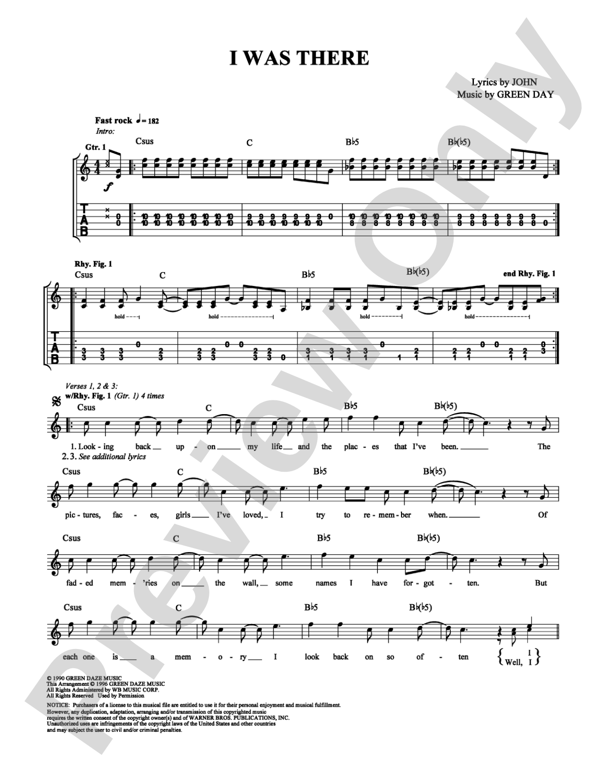 I Was There: Guitar TAB Digital Sheet Music