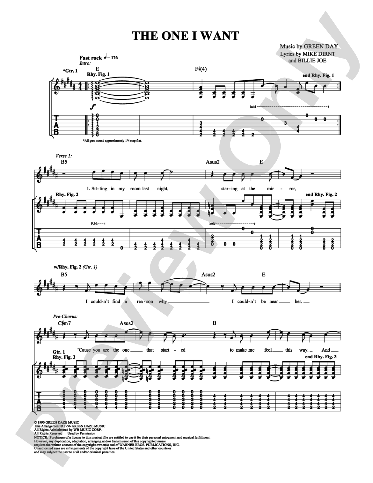 The One I Want: Guitar TAB Digital Sheet Music