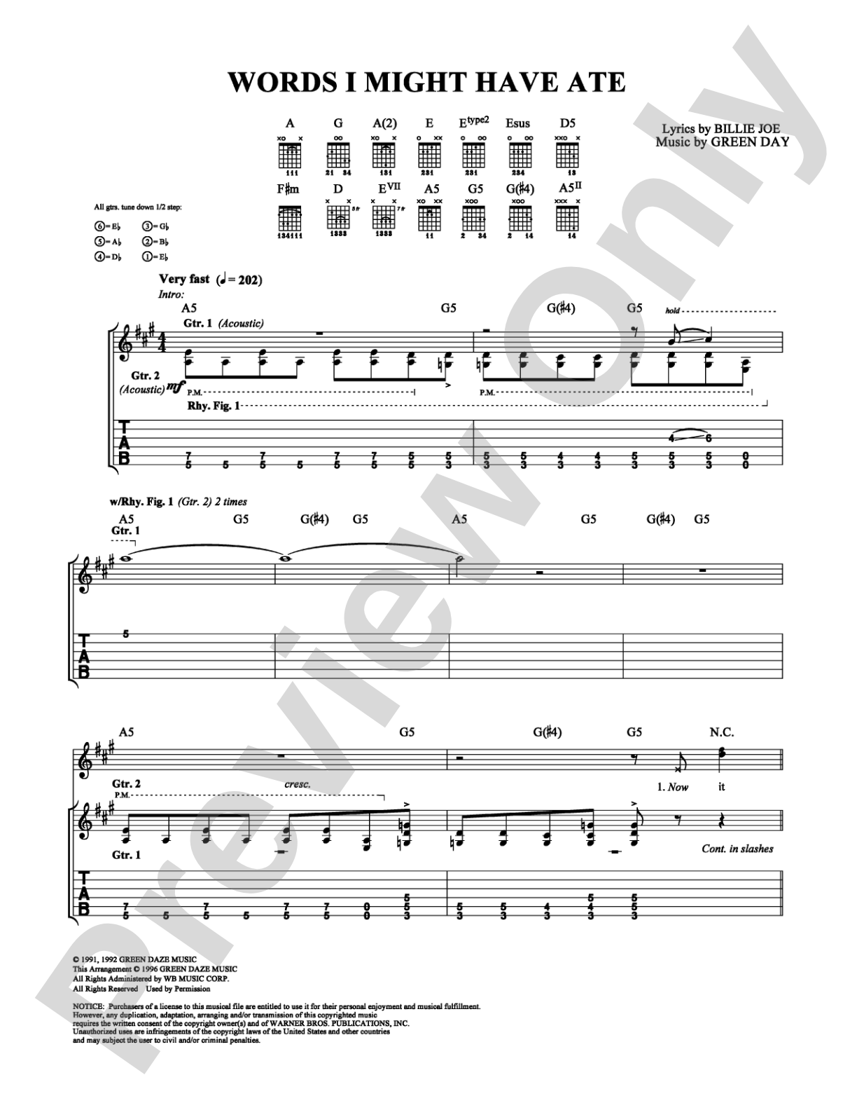 Words I Might Have Ate: Guitar TAB Digital Sheet Music