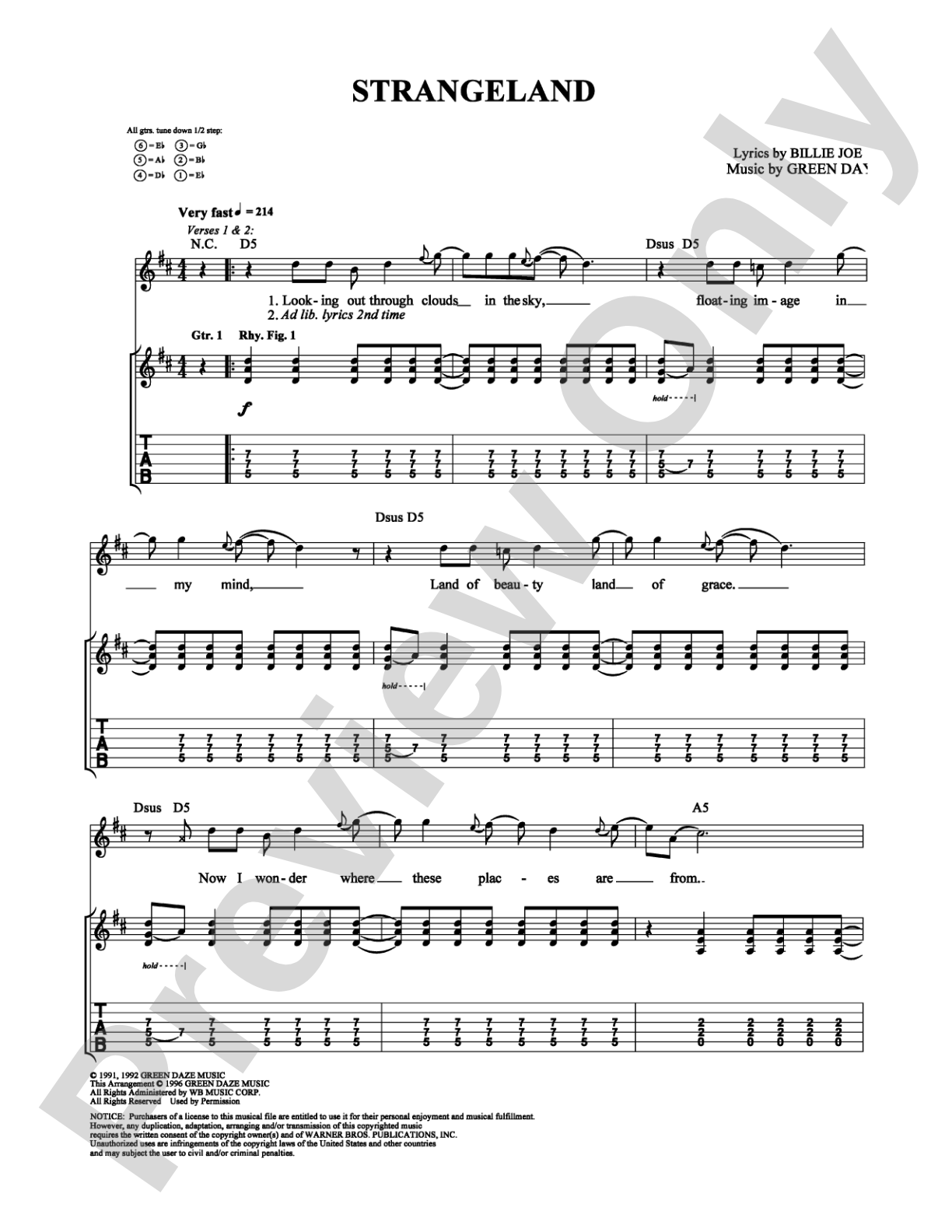 Strangeland: Guitar TAB Digital Sheet Music