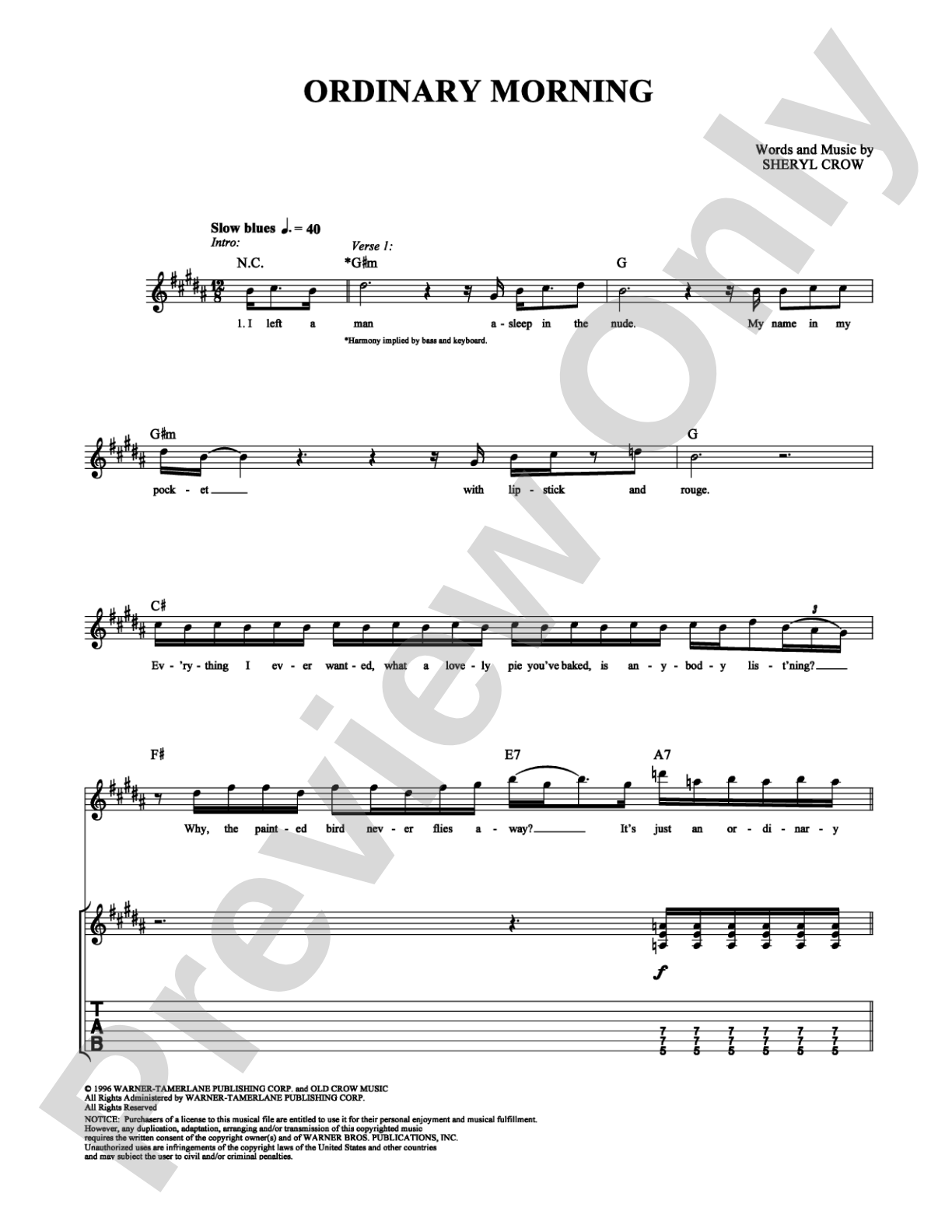 Ordinary Morning: Guitar TAB Digital Sheet Music