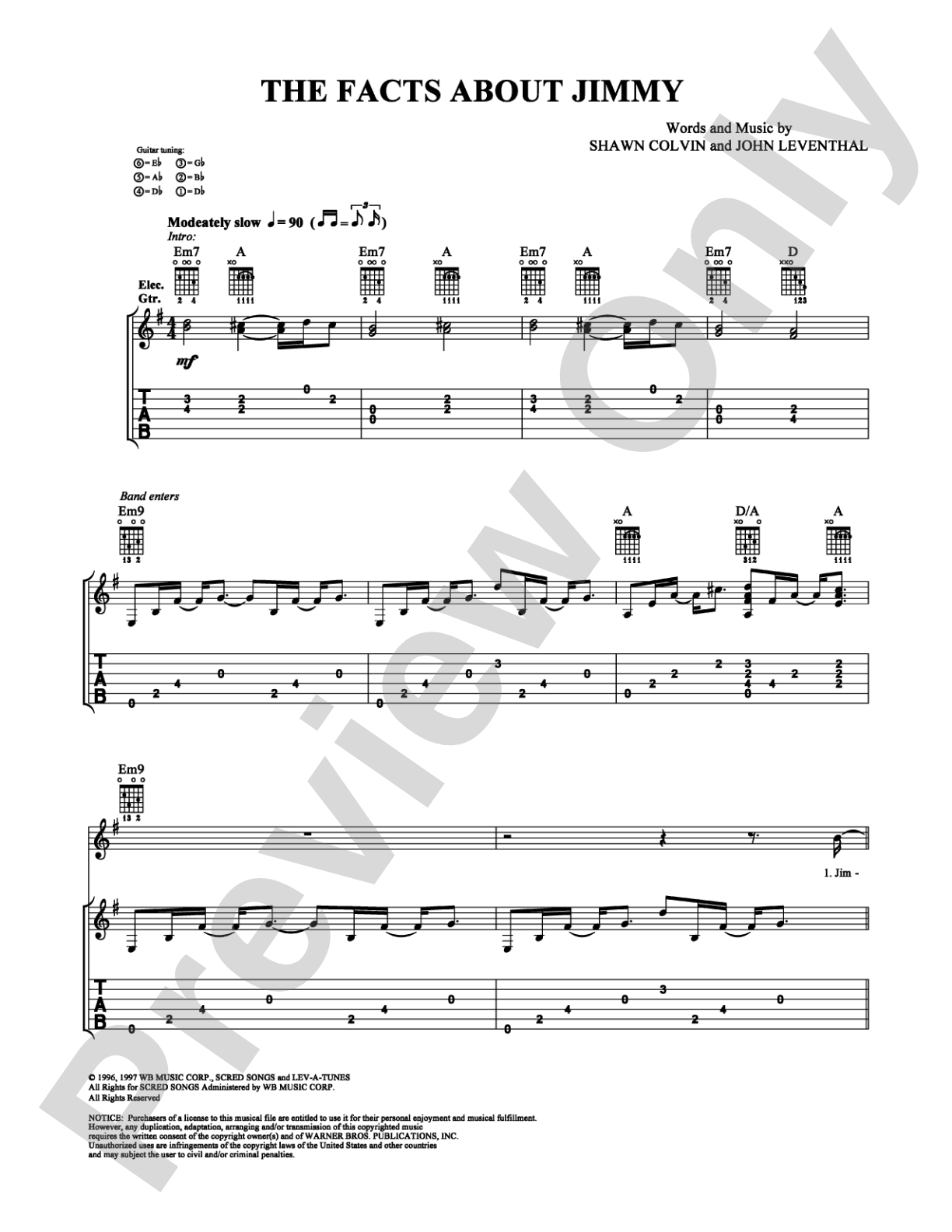 The Facts About Jimmy: Easy Guitar Digital Sheet Music