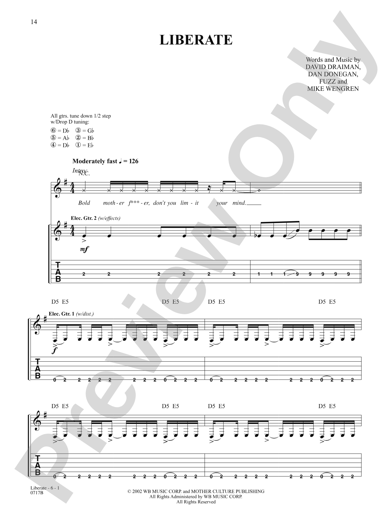 Liberate: Authentic Guitar TAB