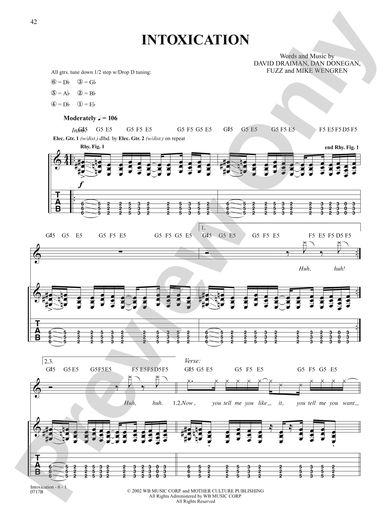 Intoxication: Authentic Guitar TAB