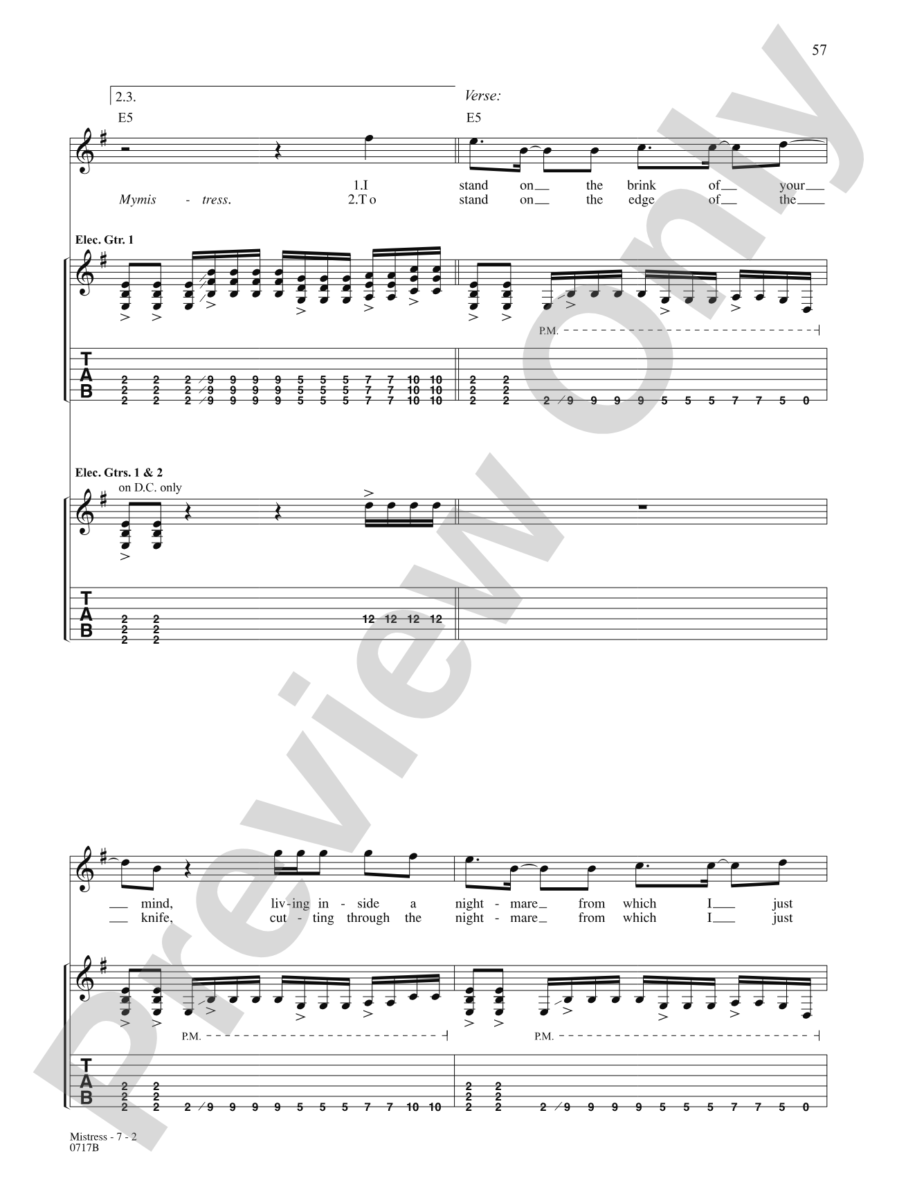 Mistress: Authentic Guitar TAB
