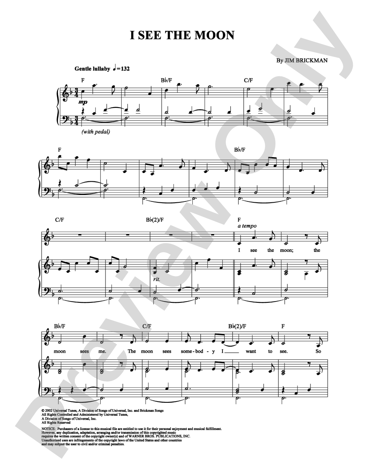 I See the Moon: Piano/Vocal/Chords Digital Sheet Music