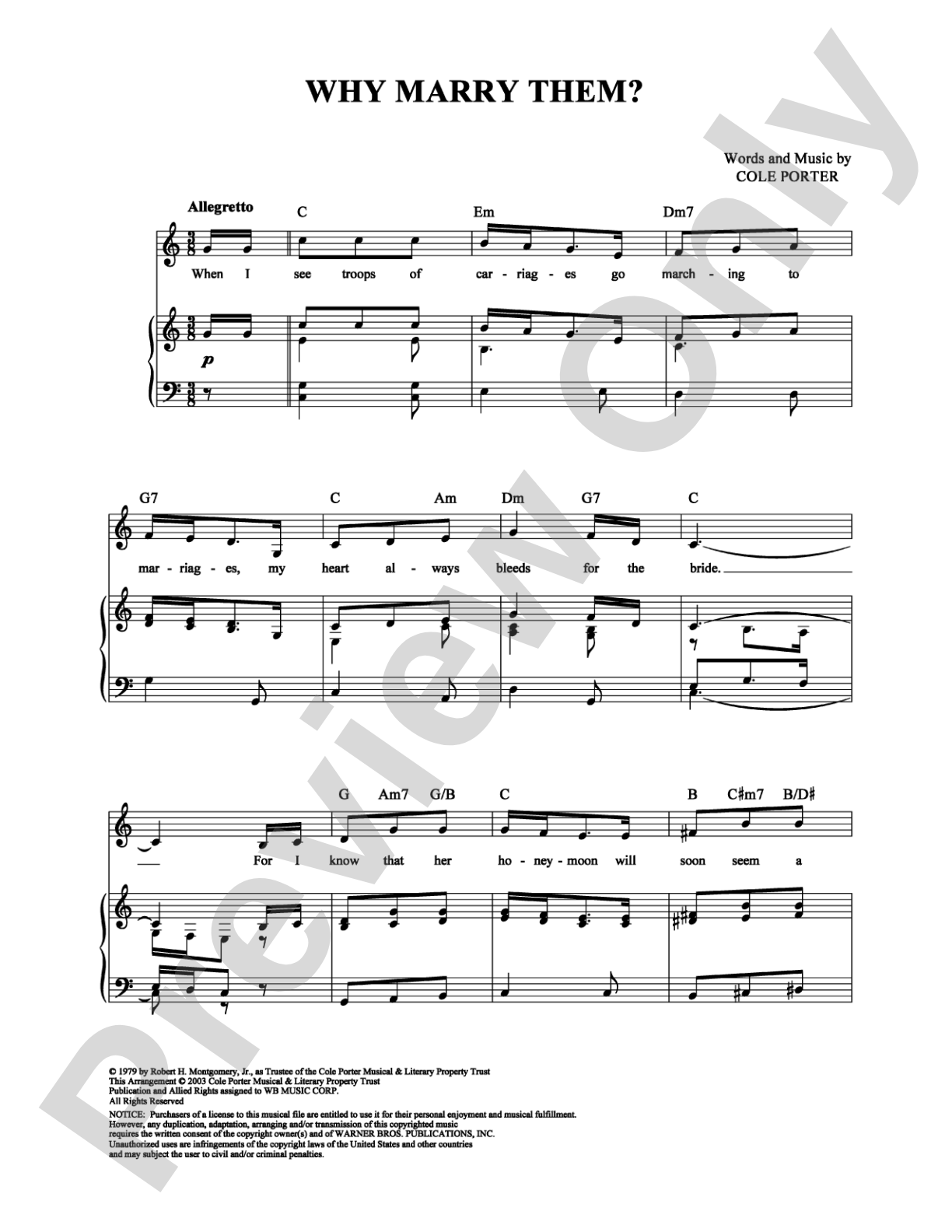 Why Marry Them?: Piano/Vocal/Chords Digital Sheet Music