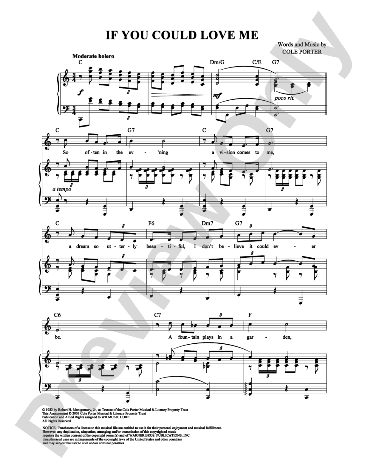 If You Could Love Me: Piano/Vocal/Chords Digital Sheet Music