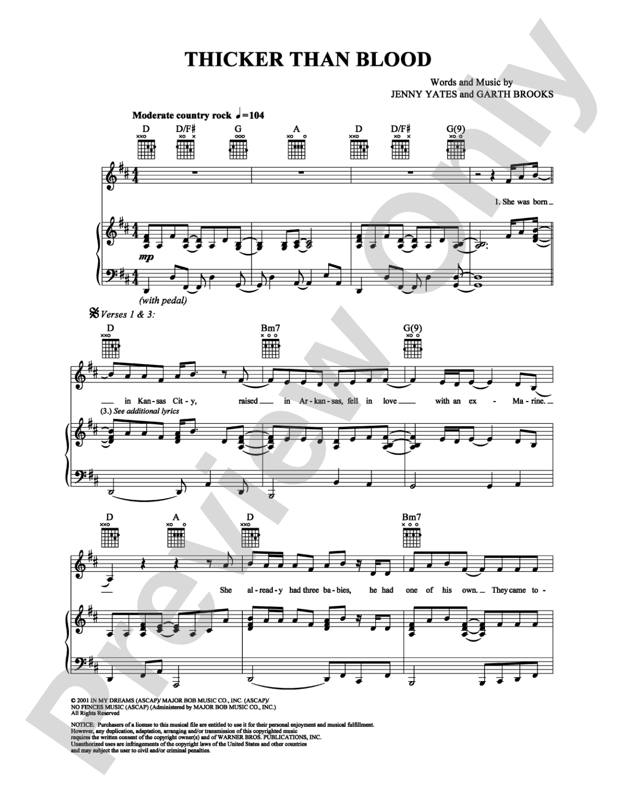 Thicker Than Blood: Piano/Vocal/Chords Digital Sheet Music