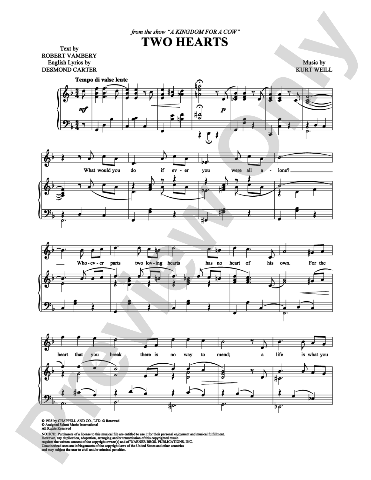 Two Hearts: Piano/Vocal/Chords Digital Sheet Music