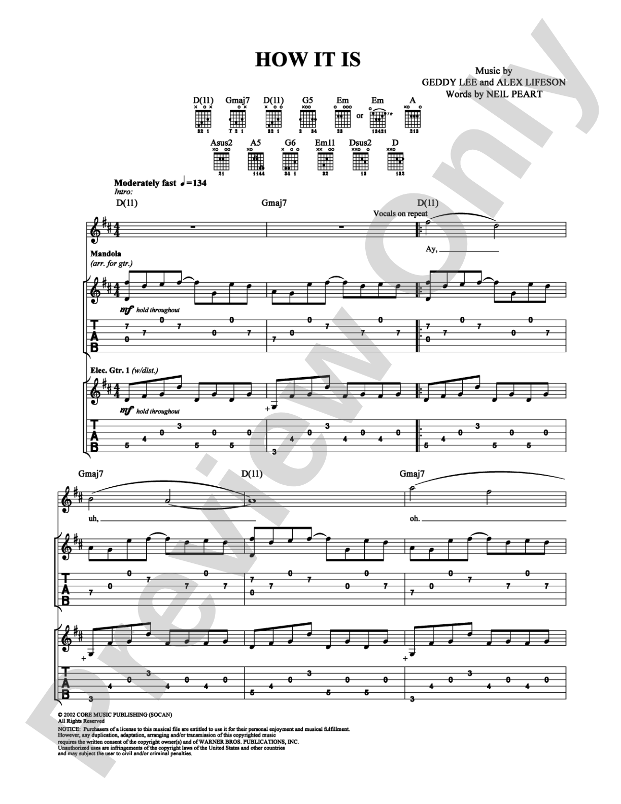 How It Is: Guitar TAB Digital Sheet Music
