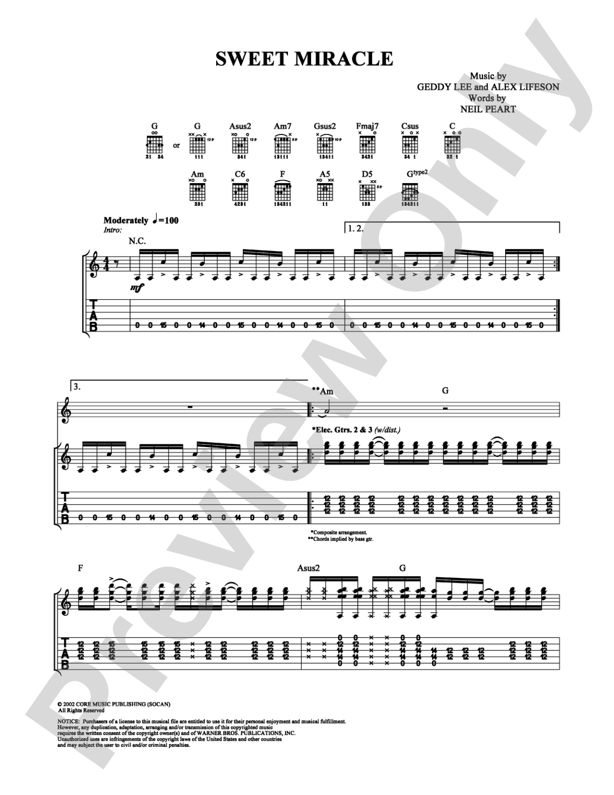 Sweet Miracle: Guitar TAB Digital Sheet Music