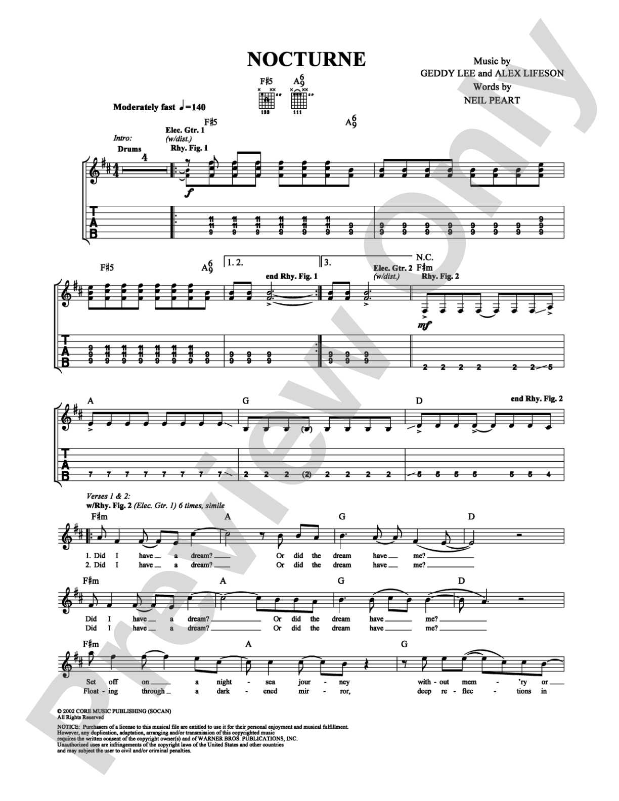 Nocturne: Guitar TAB Digital Sheet Music