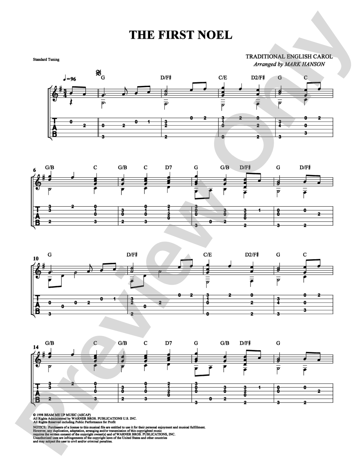 The First Noel: Guitar TAB Digital Sheet Music