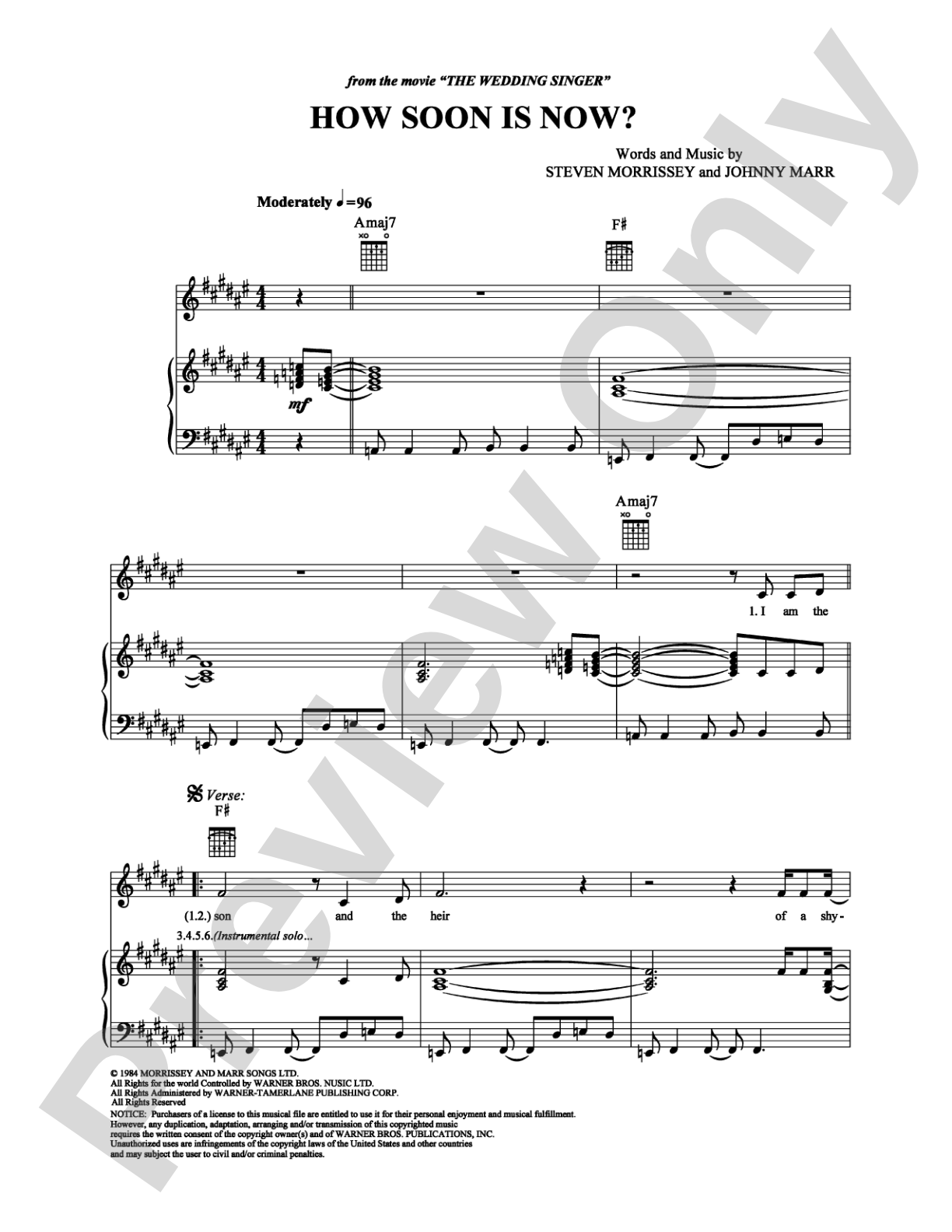 How Soon Is Now?: Piano/Vocal/Chords Digital Sheet Music