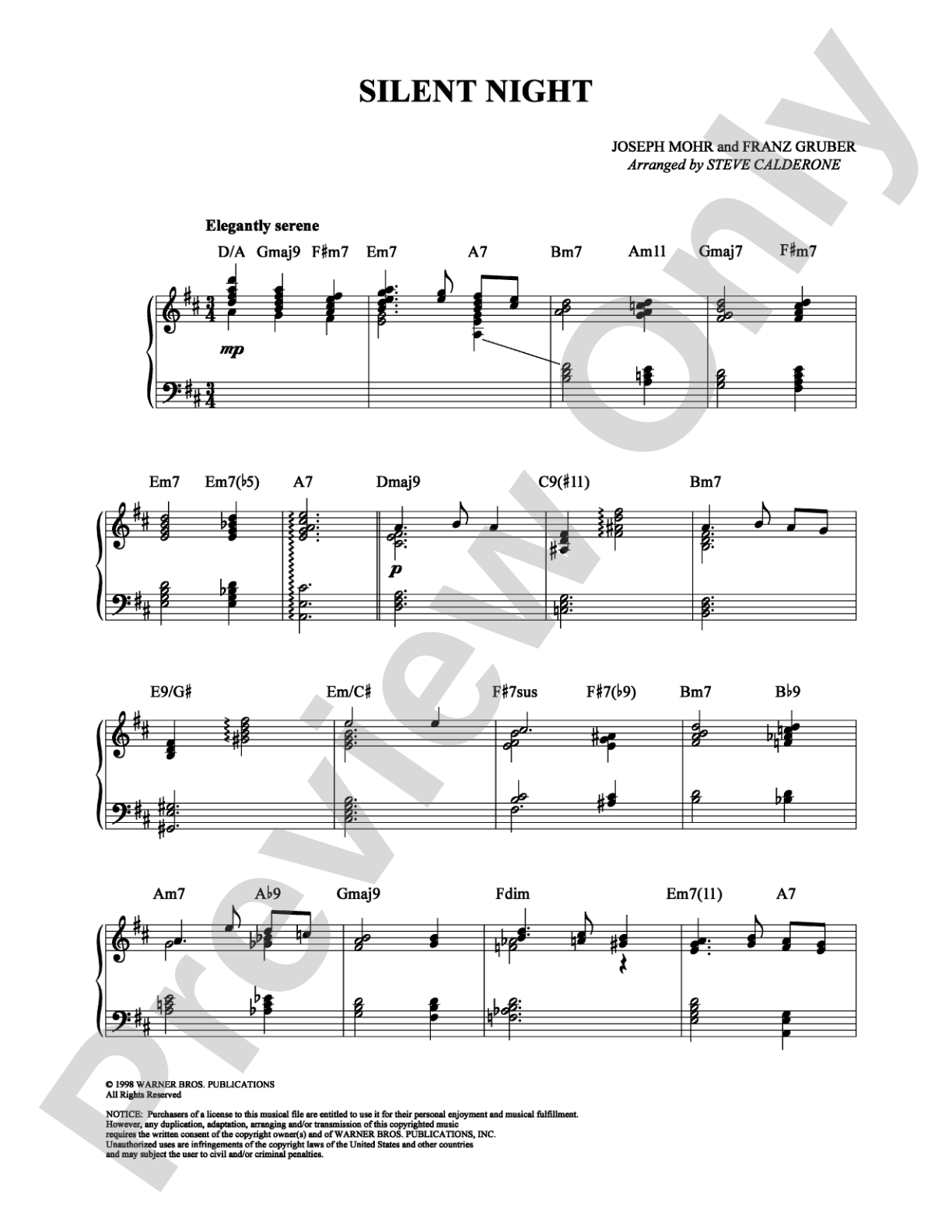 Silent Night: Piano Digital Sheet Music
