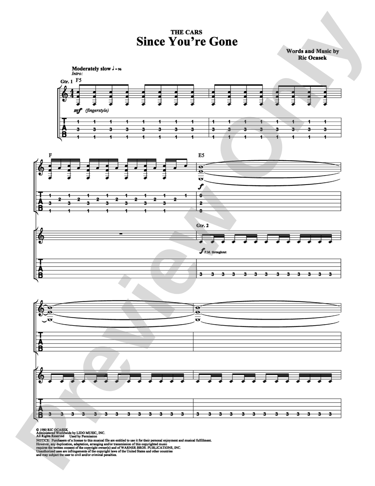 Since You're Gone: Guitar TAB Digital Sheet Music