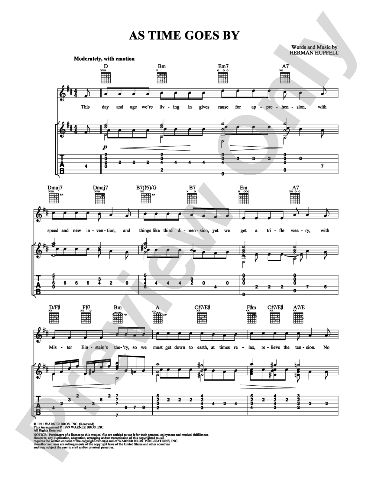 As Time Goes By: Guitar TAB Digital Sheet Music