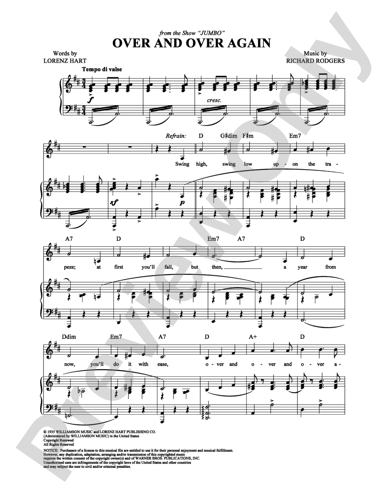 Over and Over Again: Piano/Vocal/Chords Digital Sheet Music