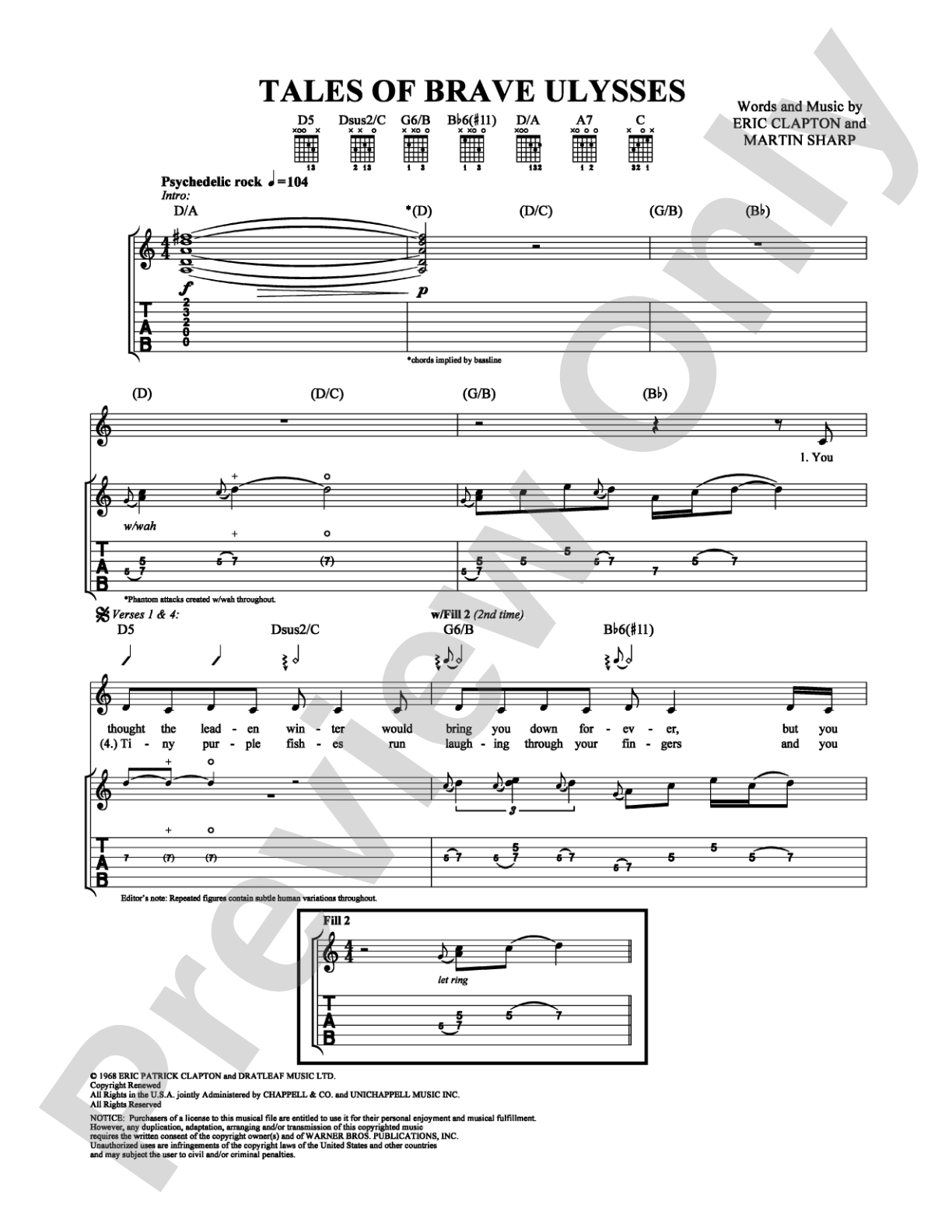 Tales of Brave Ulysses: Guitar TAB Digital Sheet Music