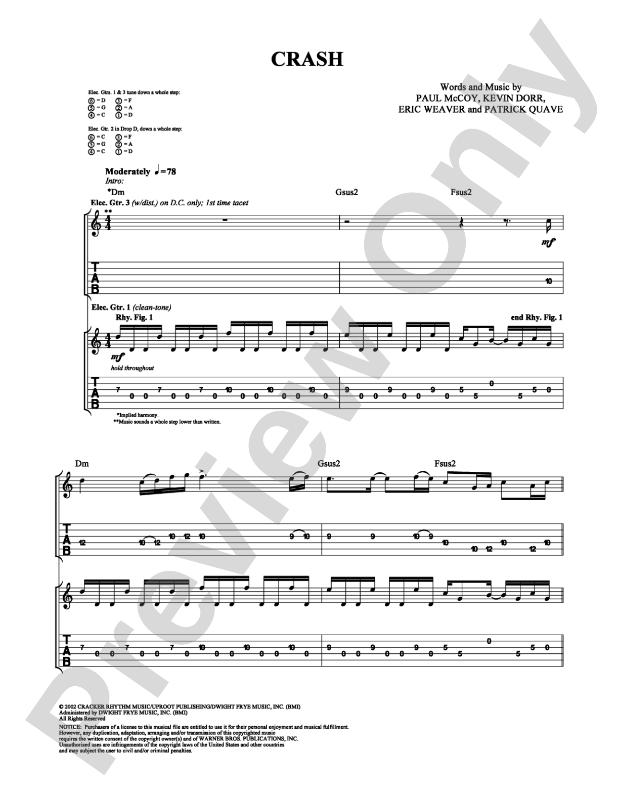 Crash: Guitar TAB Digital Sheet Music