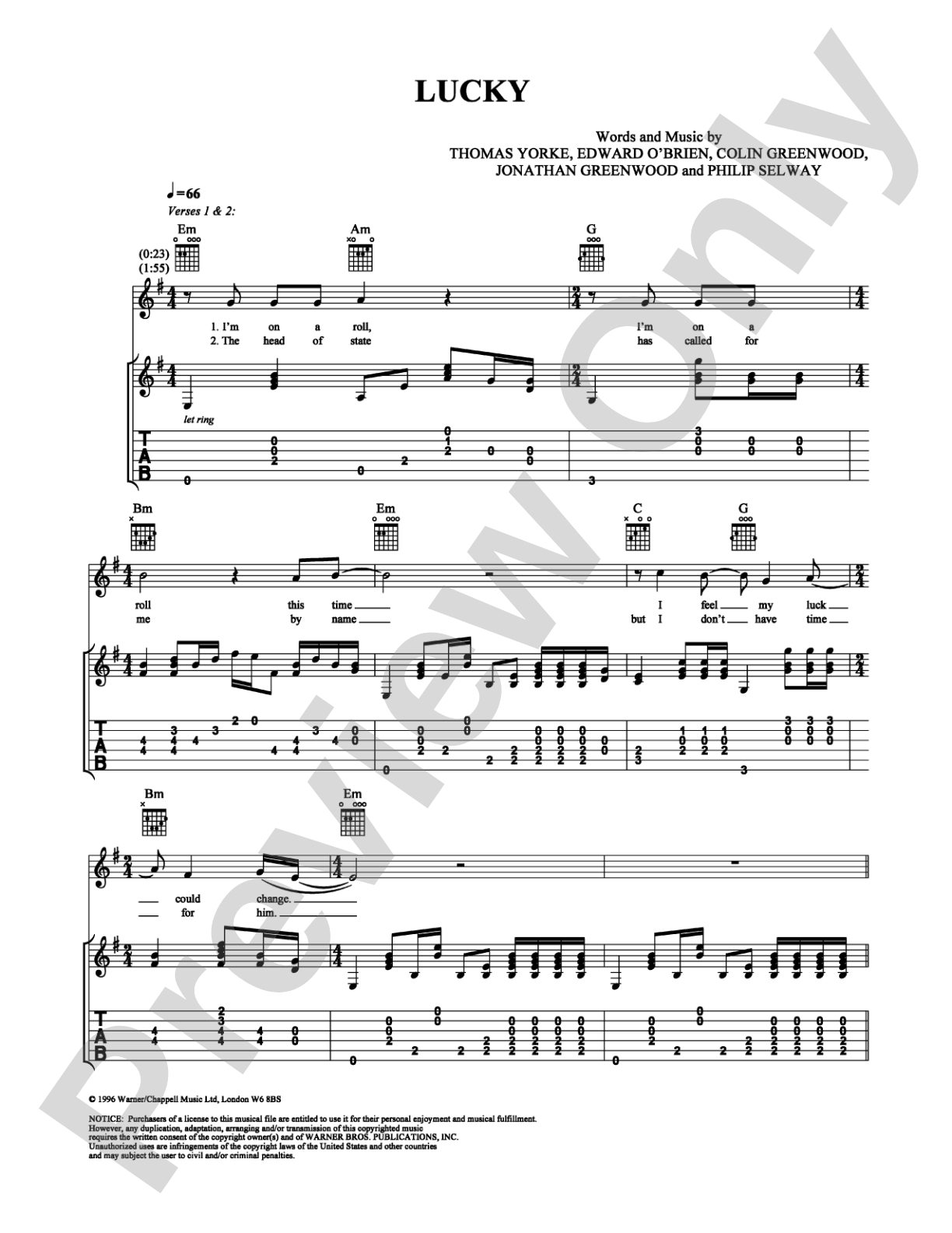 Lucky: Guitar TAB Digital Sheet Music