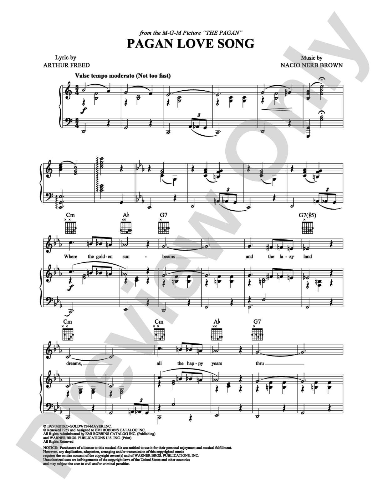 Pagan Love Song: Piano/Vocal/Chords Digital Sheet Music