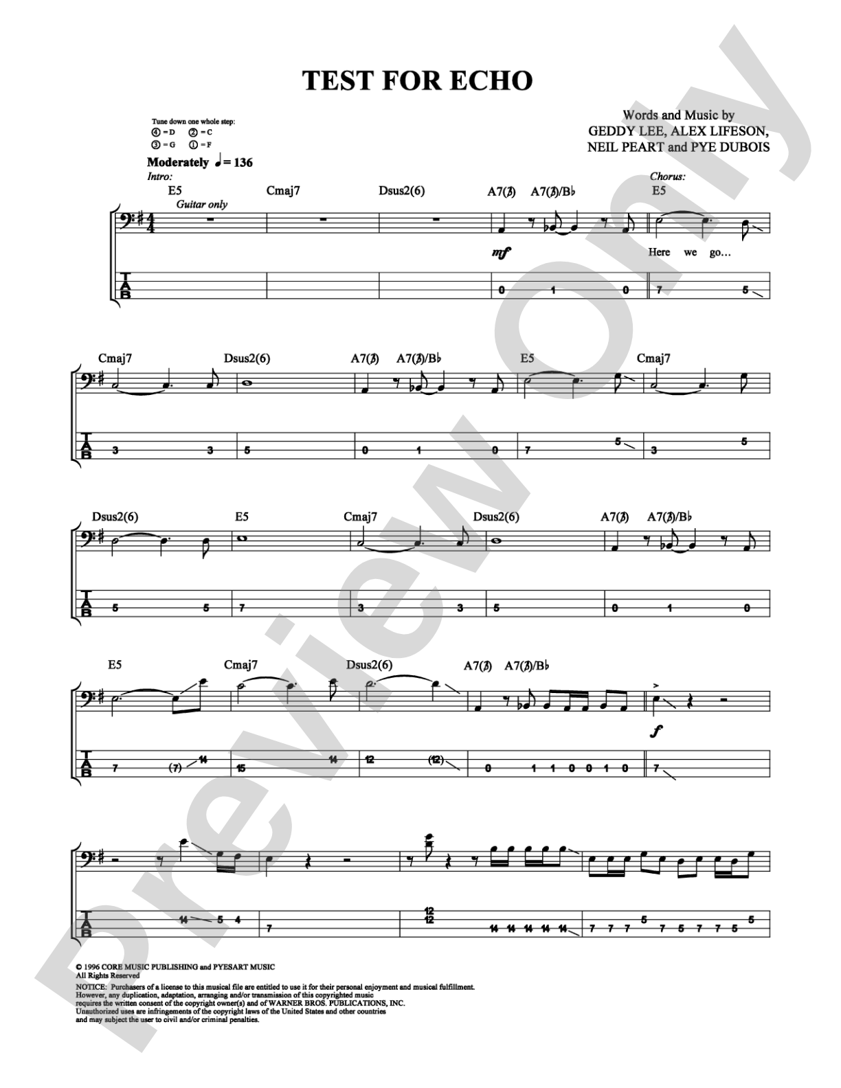Test For Echo: Bass TAB Digital Sheet Music