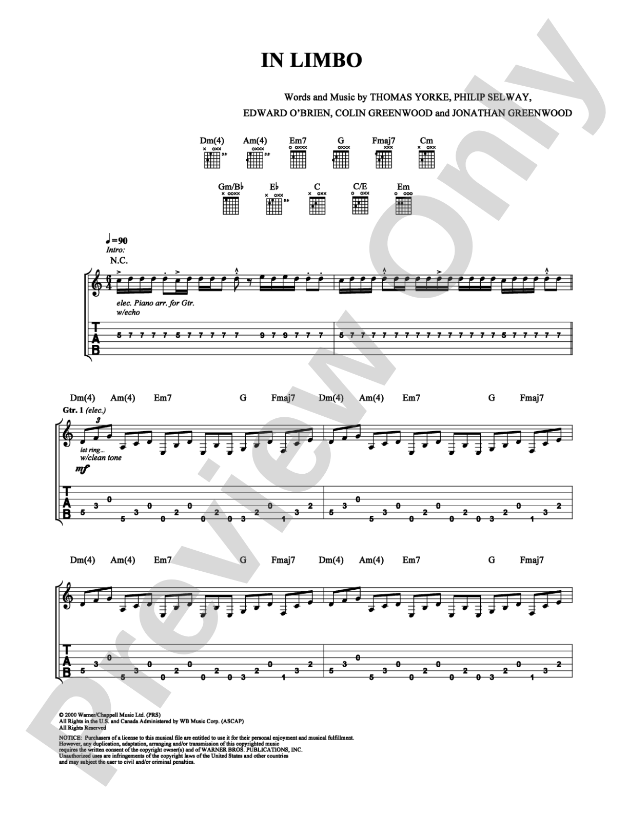 In Limbo: Guitar TAB Digital Sheet Music