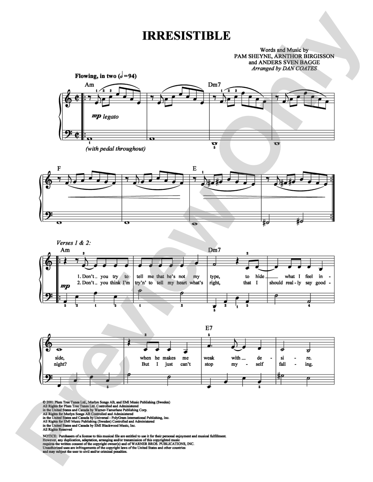 Irresistible: Easy Piano Digital Sheet Music