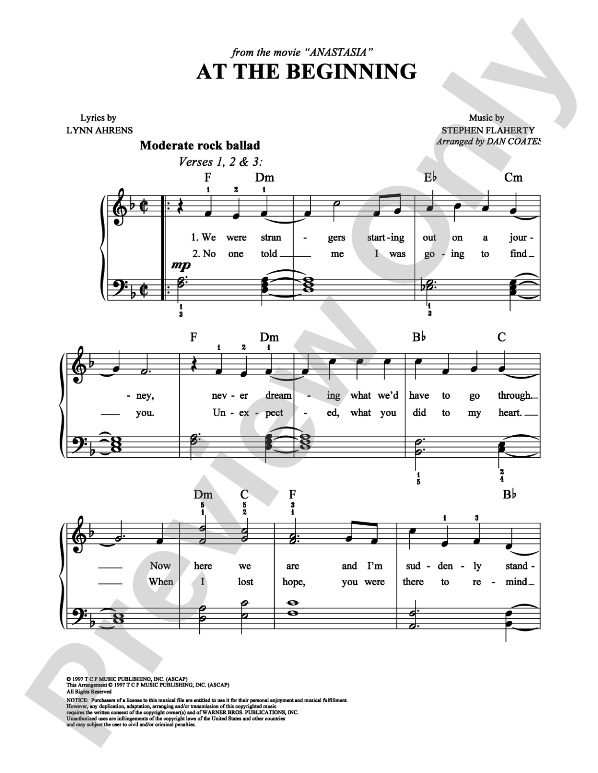 At The Beginning: Easy Piano Digital Sheet Music