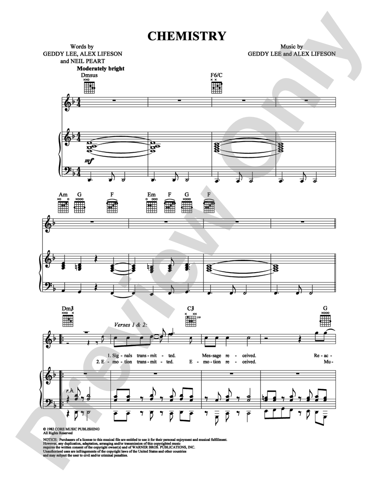 Chemistry: Piano/Vocal/Chords Digital Sheet Music