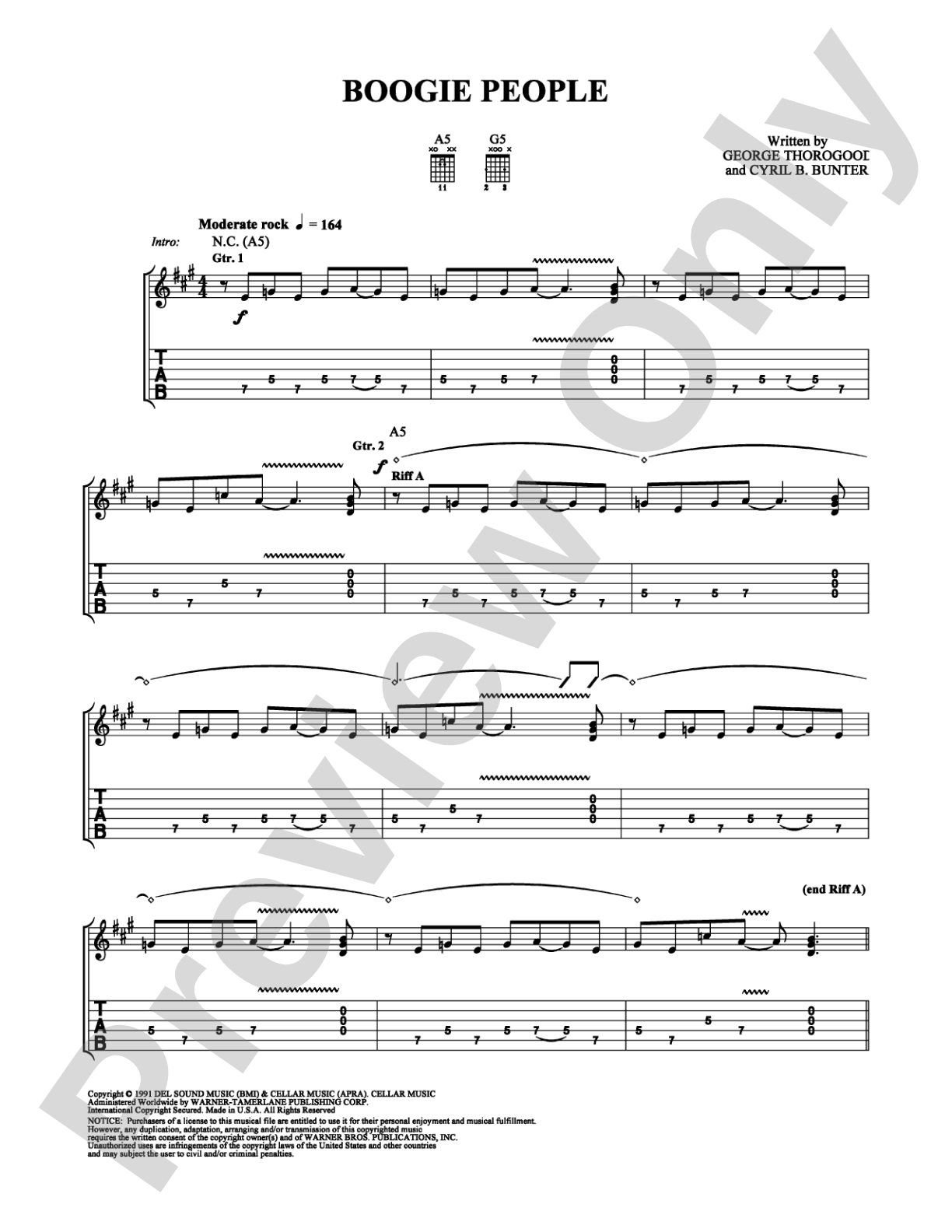 Boogie People: Guitar TAB Digital Sheet Music