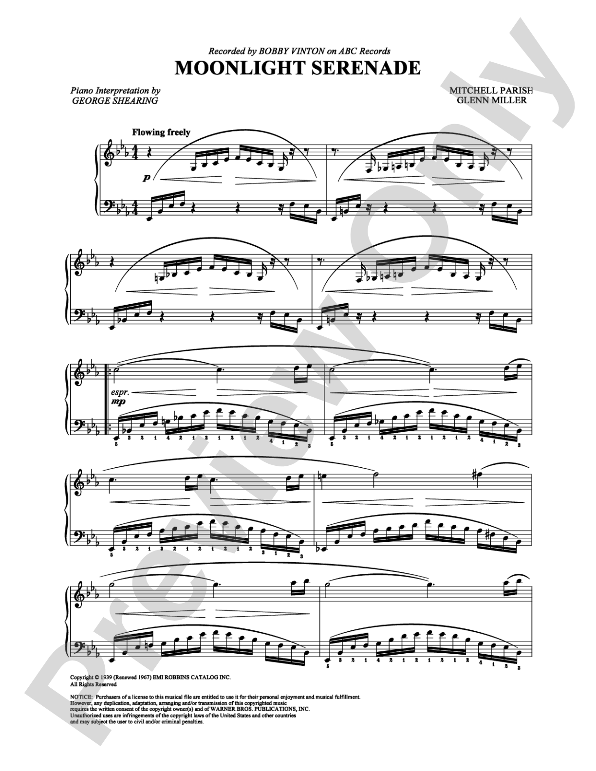 Moonlight Serenade: Piano Digital Sheet Music