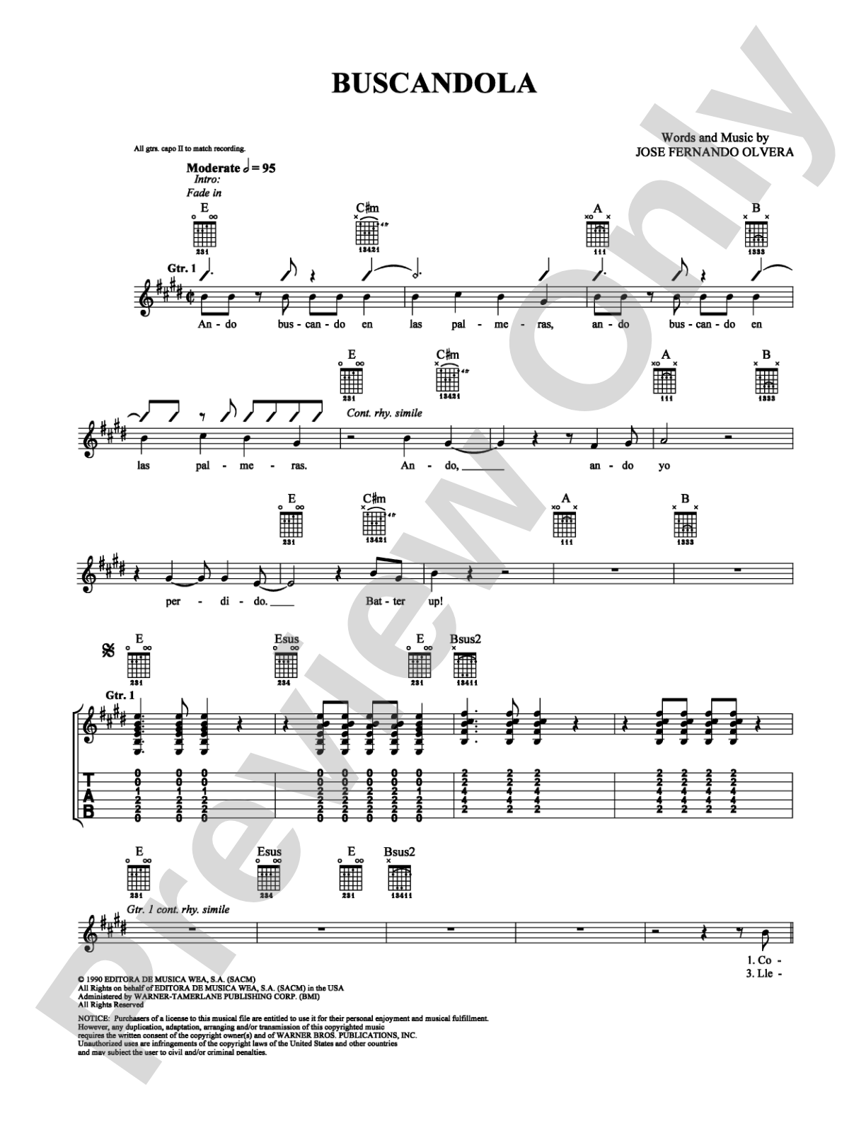 Buscandola: Guitar TAB Digital Sheet Music