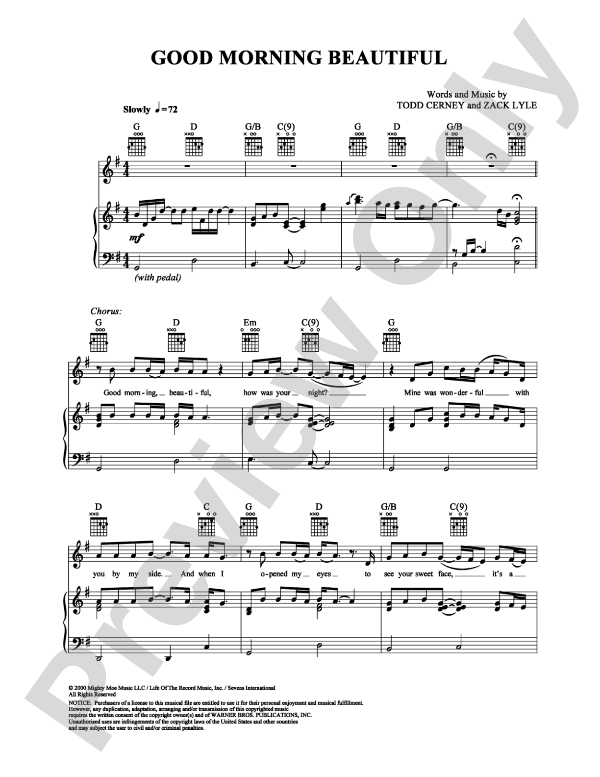 Good Morning Beautiful: Piano/Vocal/Chords Digital Sheet Music