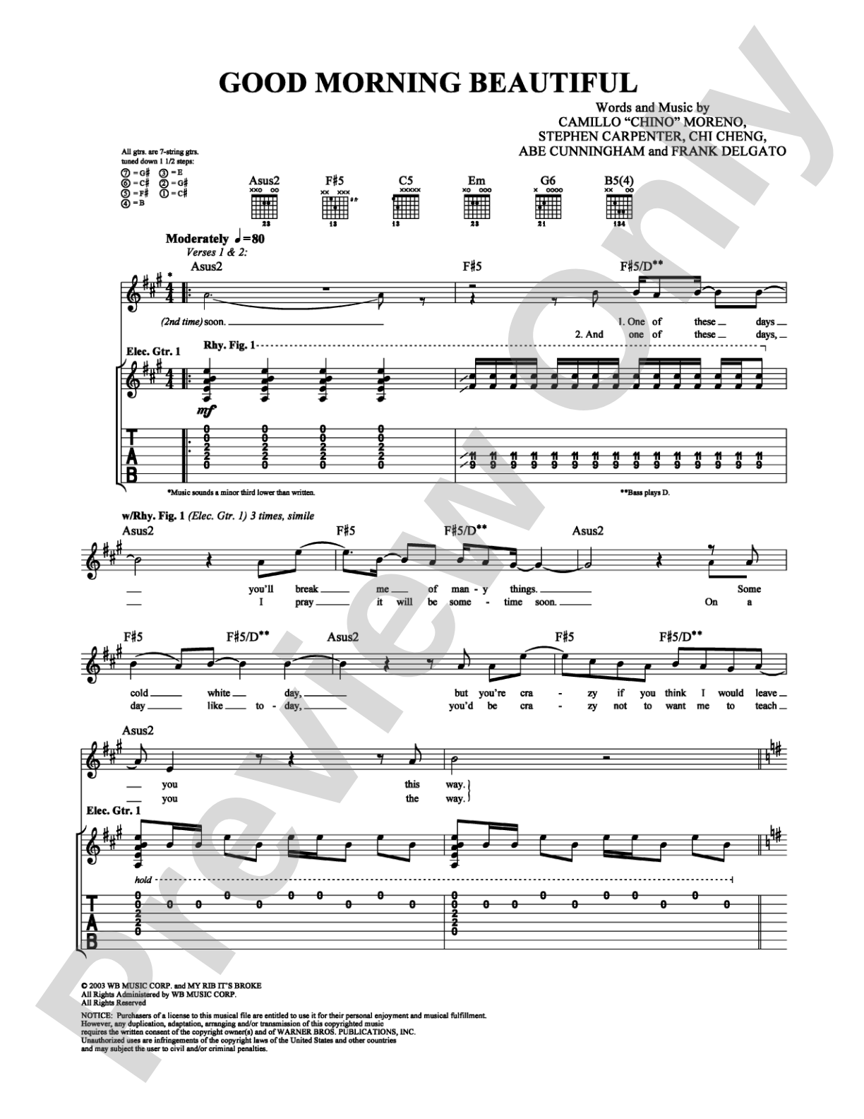 Good Morning Beautiful: Guitar TAB Digital Sheet Music