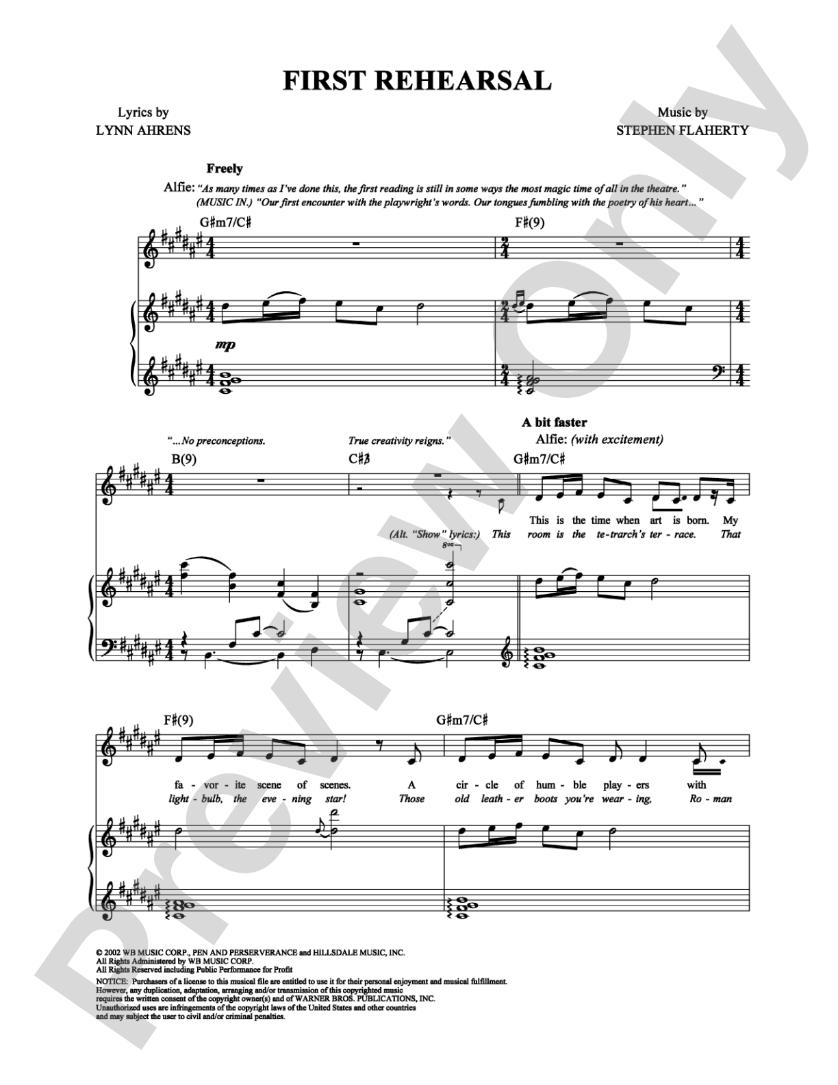 First Rehearsal: Piano/Vocal/Chords Digital Sheet Music