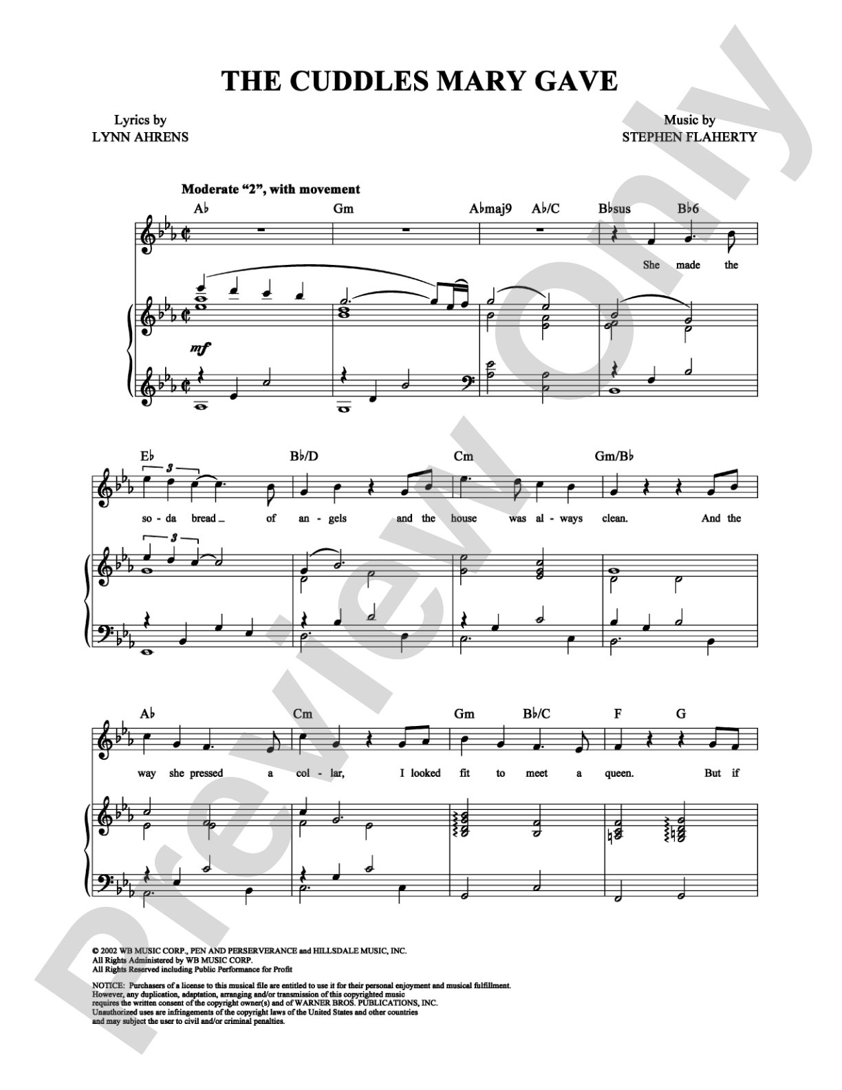The Cuddles Mary Gave: Piano/Vocal/Chords Digital Sheet Music