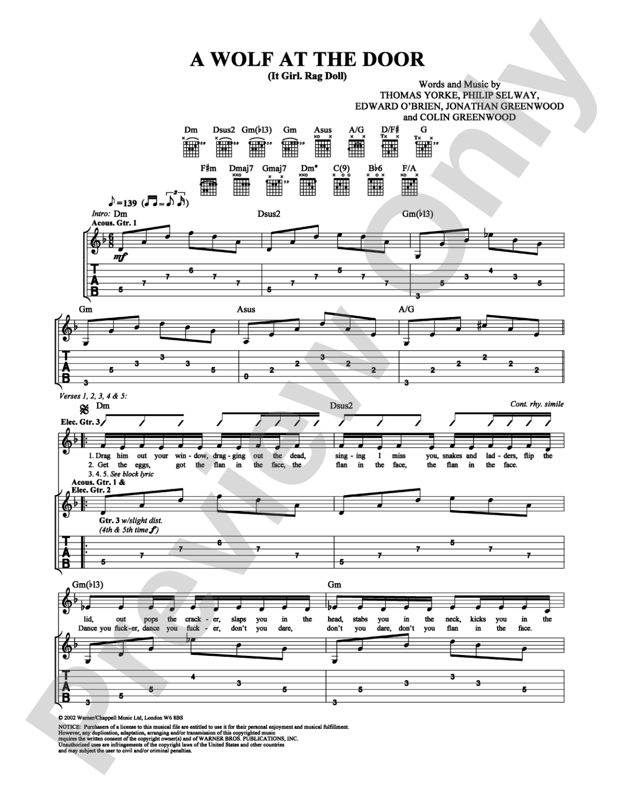 A Wolf at the Door: Guitar TAB Digital Sheet Music