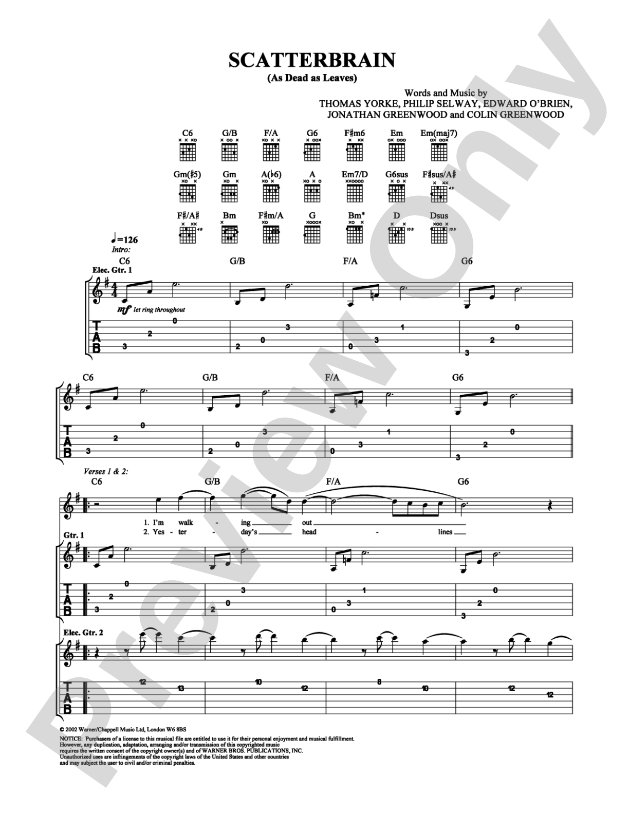 Scatterbrain: Guitar TAB Digital Sheet Music