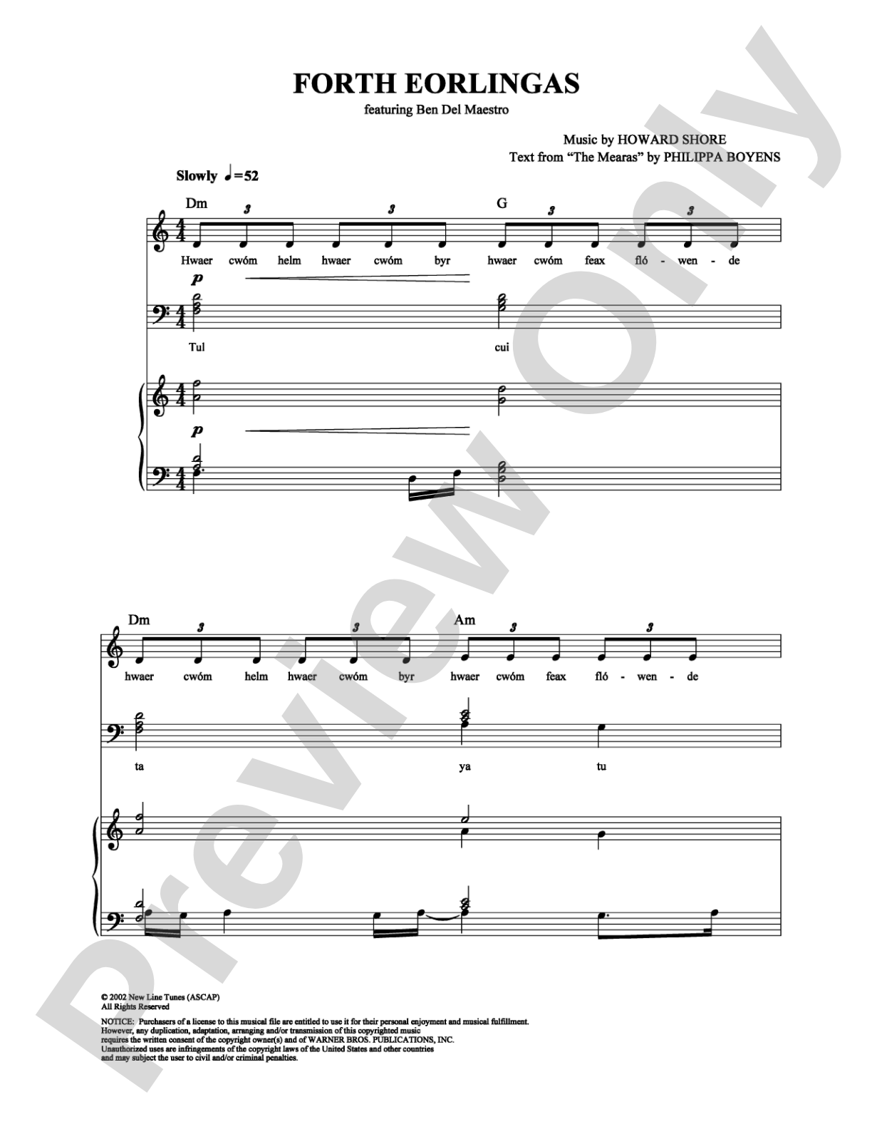 Forth Eorlingas: Piano/Vocal/Chords Digital Sheet Music