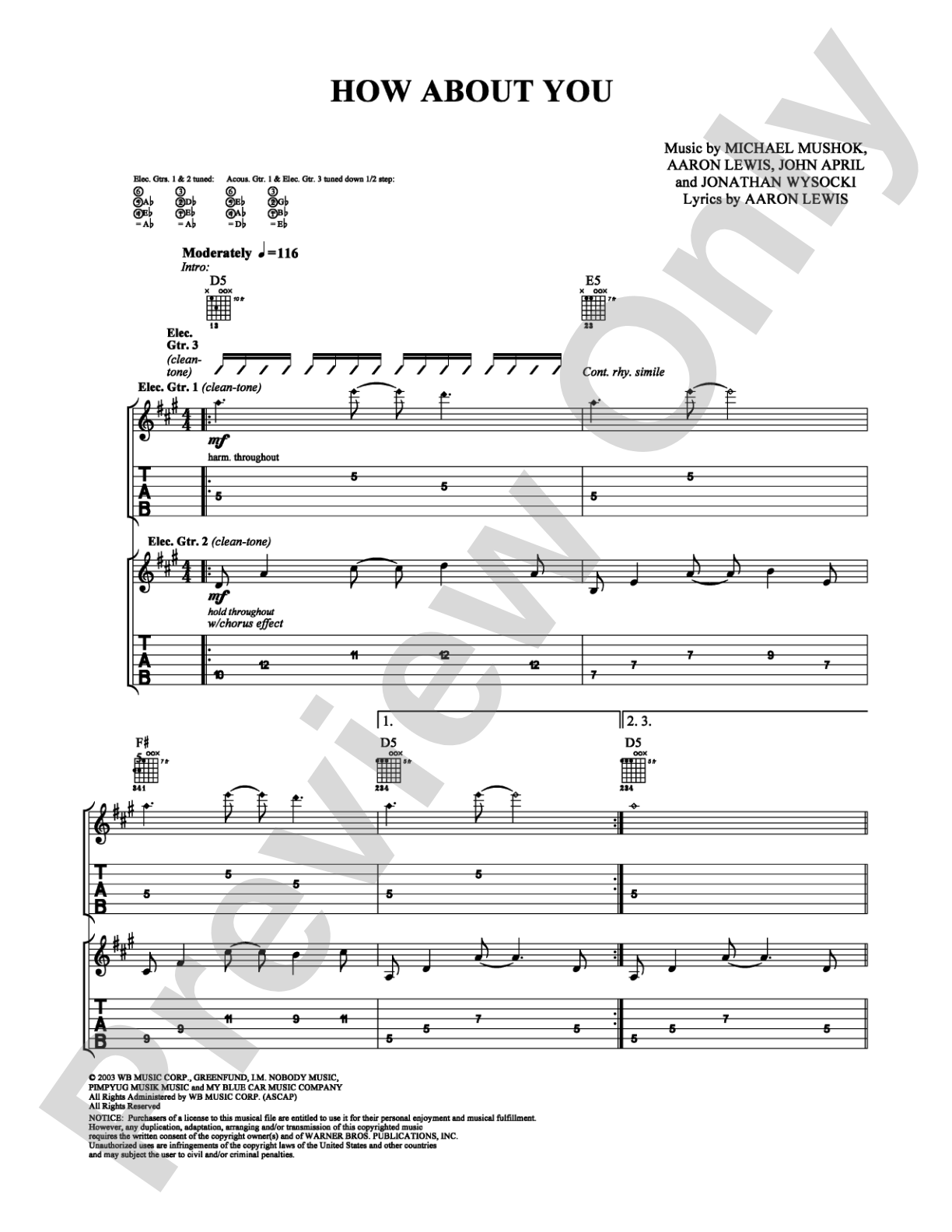 How About You: Guitar TAB Digital Sheet Music