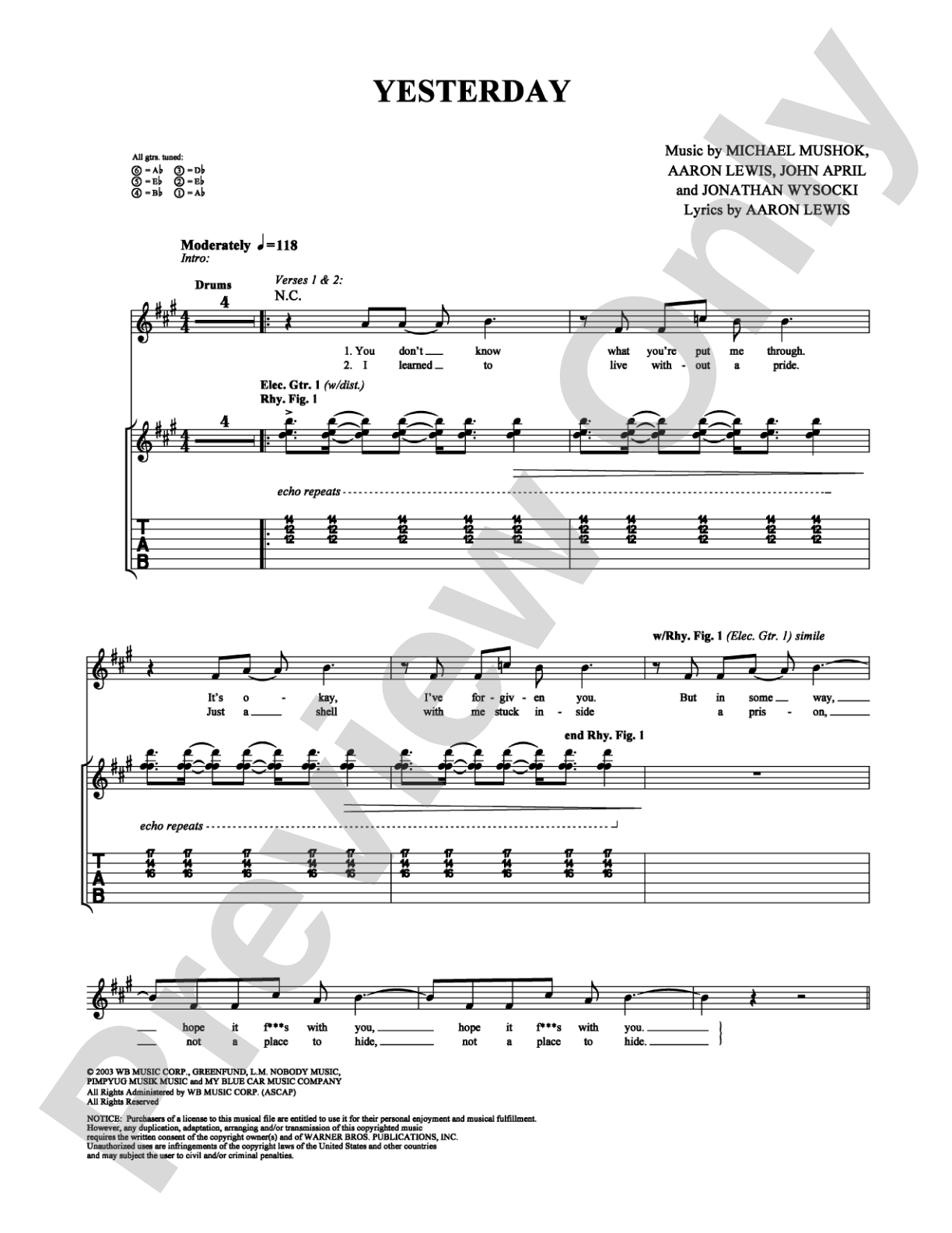 Yesterday: Guitar TAB Digital Sheet Music