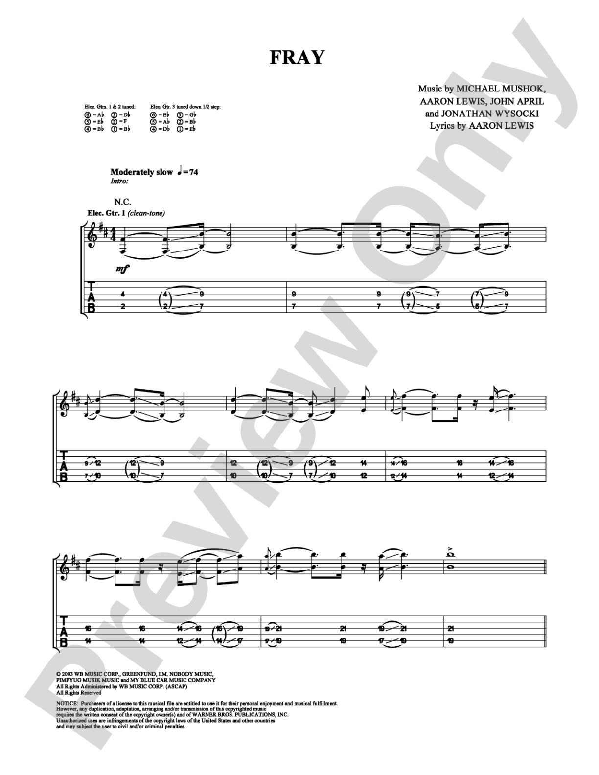 Fray: Guitar TAB Digital Sheet Music