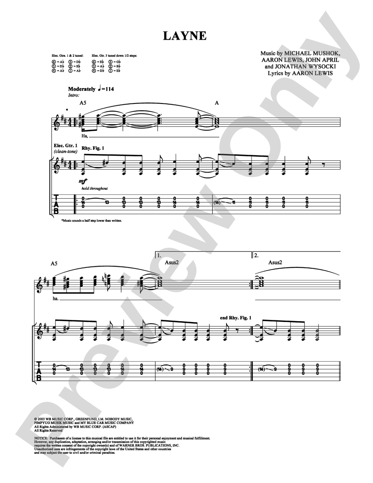 Layne: Guitar TAB Digital Sheet Music
