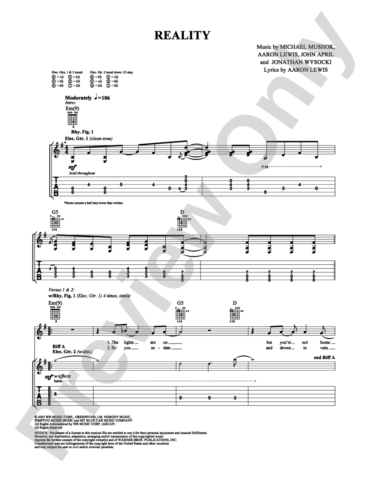 Reality: Guitar TAB Digital Sheet Music