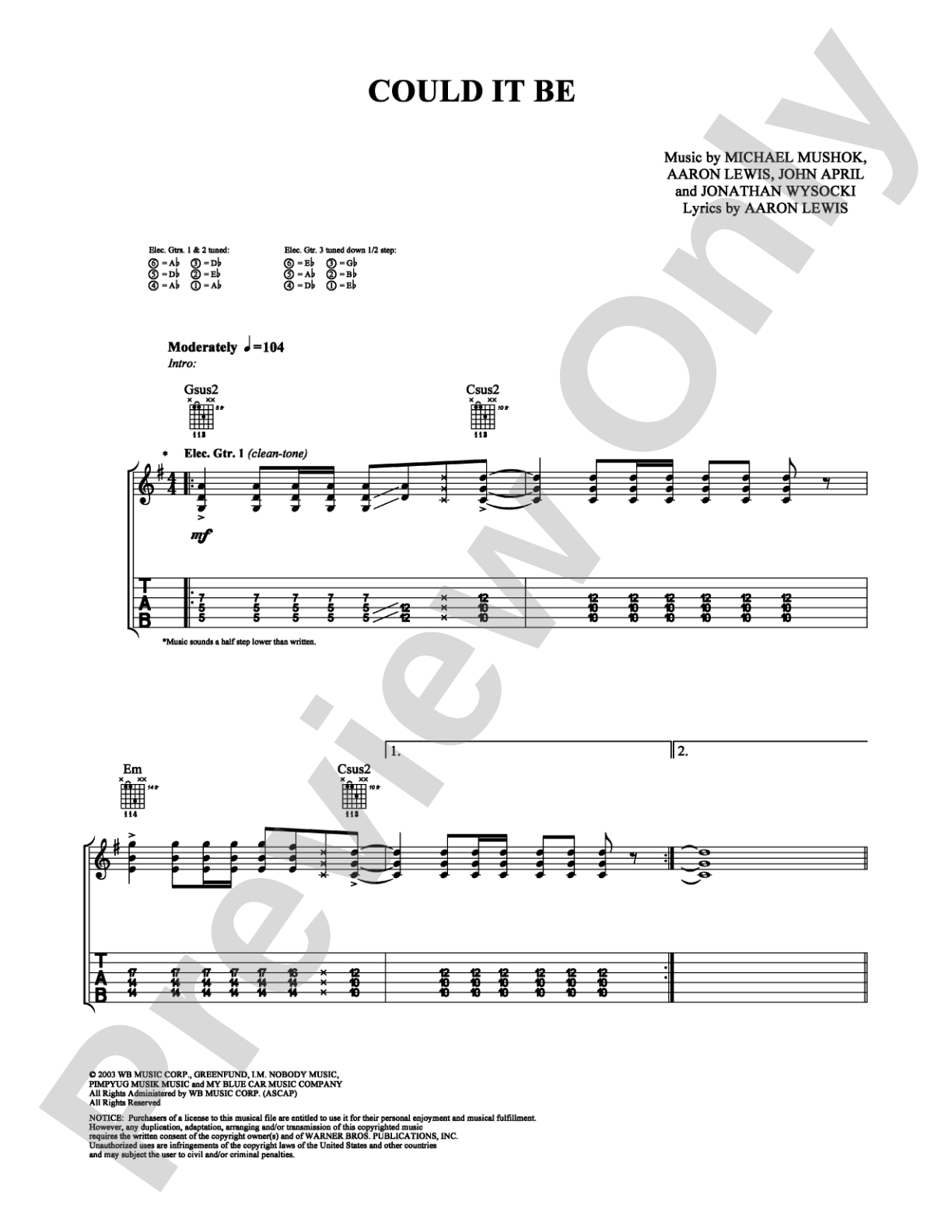 Could It Be: Guitar TAB Digital Sheet Music