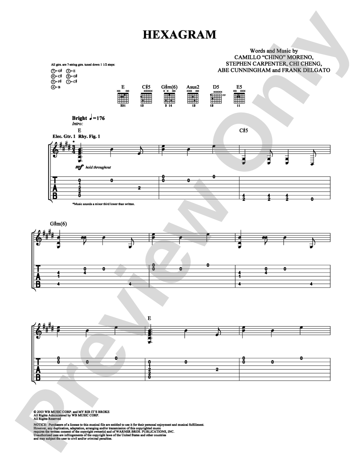 Hexagram: Guitar TAB Digital Sheet Music