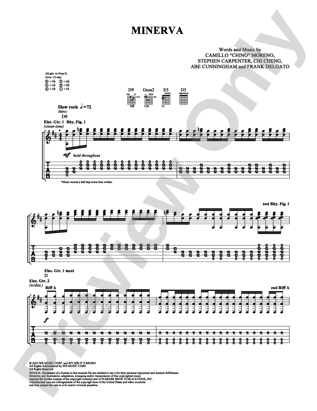 Minerva: Guitar TAB Digital Sheet Music